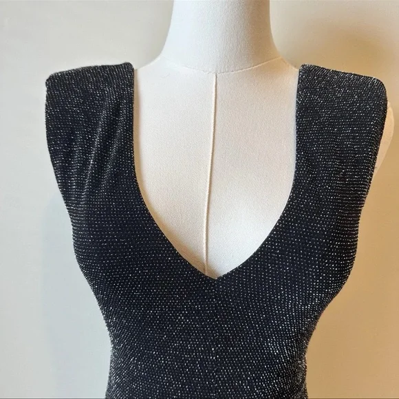 Forever 21 Sparkling Black Mini Dress with Padded Shoulders - Picture 3 of 4